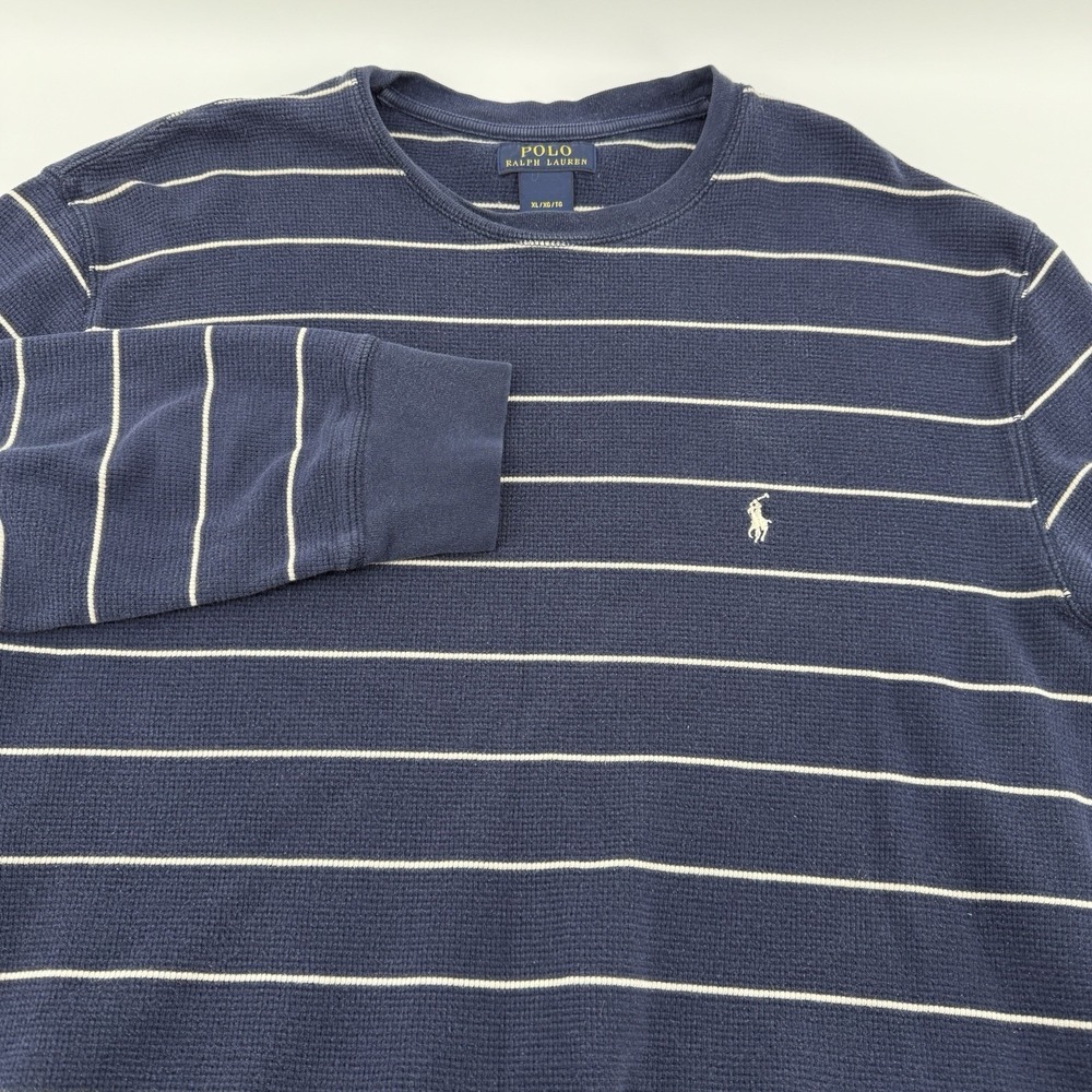 Polo by Ralph Lauren Sweater Mens XL Navy Striped Long Sleeve Logo